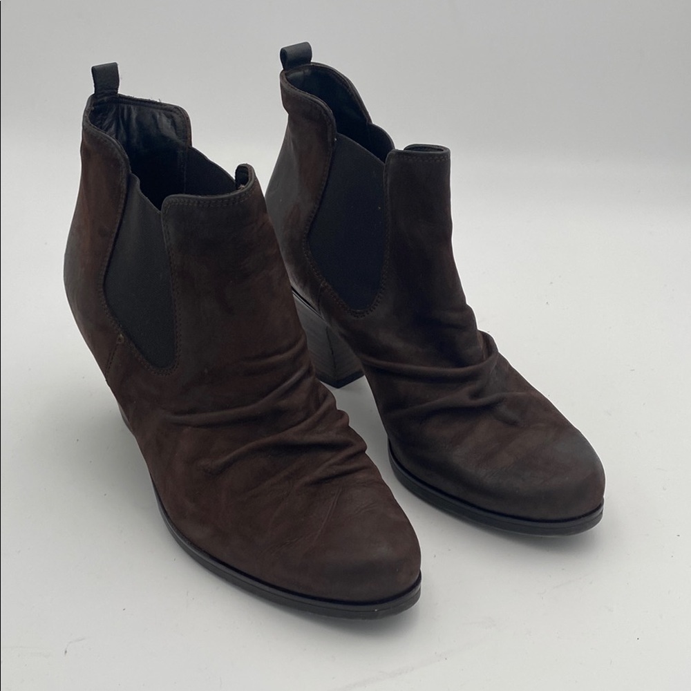 Paul Green Dark Brown Ankle Boot women 5.5uk leather suede casual office retro